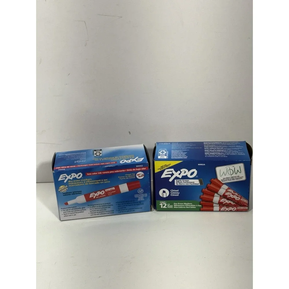 EXPO Low-Odor Dry-Erase Markers, Chisel Point, Red, 2 Pack. 80002 + 8002a Tot 24